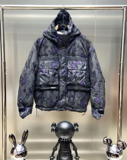 Camo Puffer Parka (Purple & Grey)