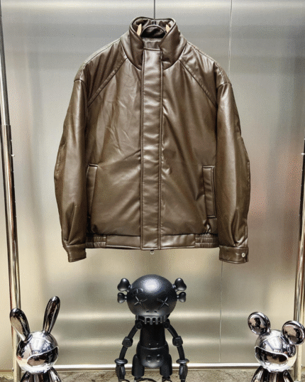 Chocolate Faux Leather Bomber